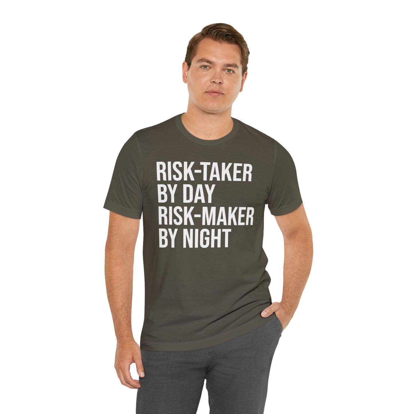 Risk Taker by Day Risk Maker by Night Shirt - T-Shirt - Cool Father’s Day Shirt - Funny Dad Shirt - Father Figure Shirt - Entrepreneur - Parenting - Mom - Mothers