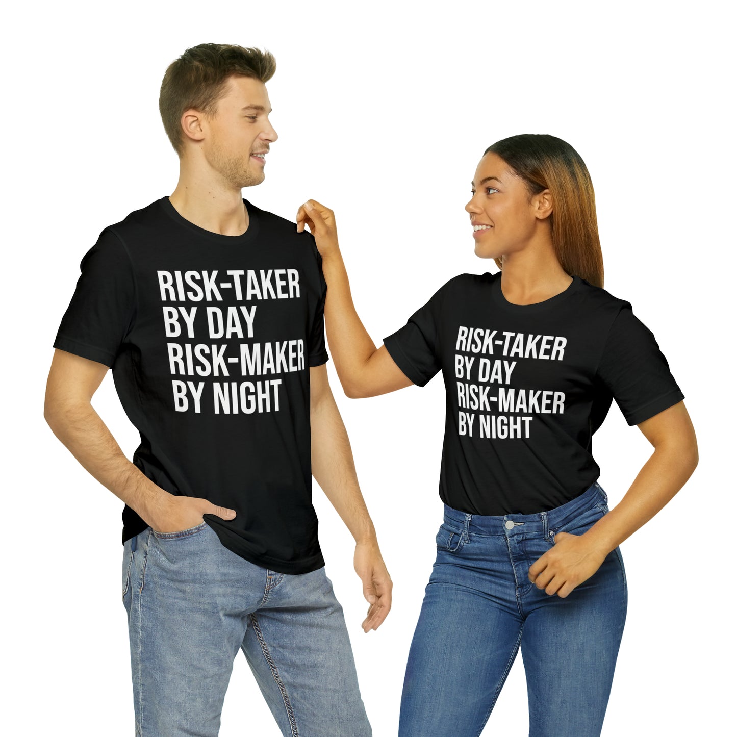 Risk Taker by Day Risk Maker by Night Shirt - T-Shirt - Cool Father’s Day Shirt - Funny Dad Shirt - Father Figure Shirt - Entrepreneur - Parenting - Mom - Mothers