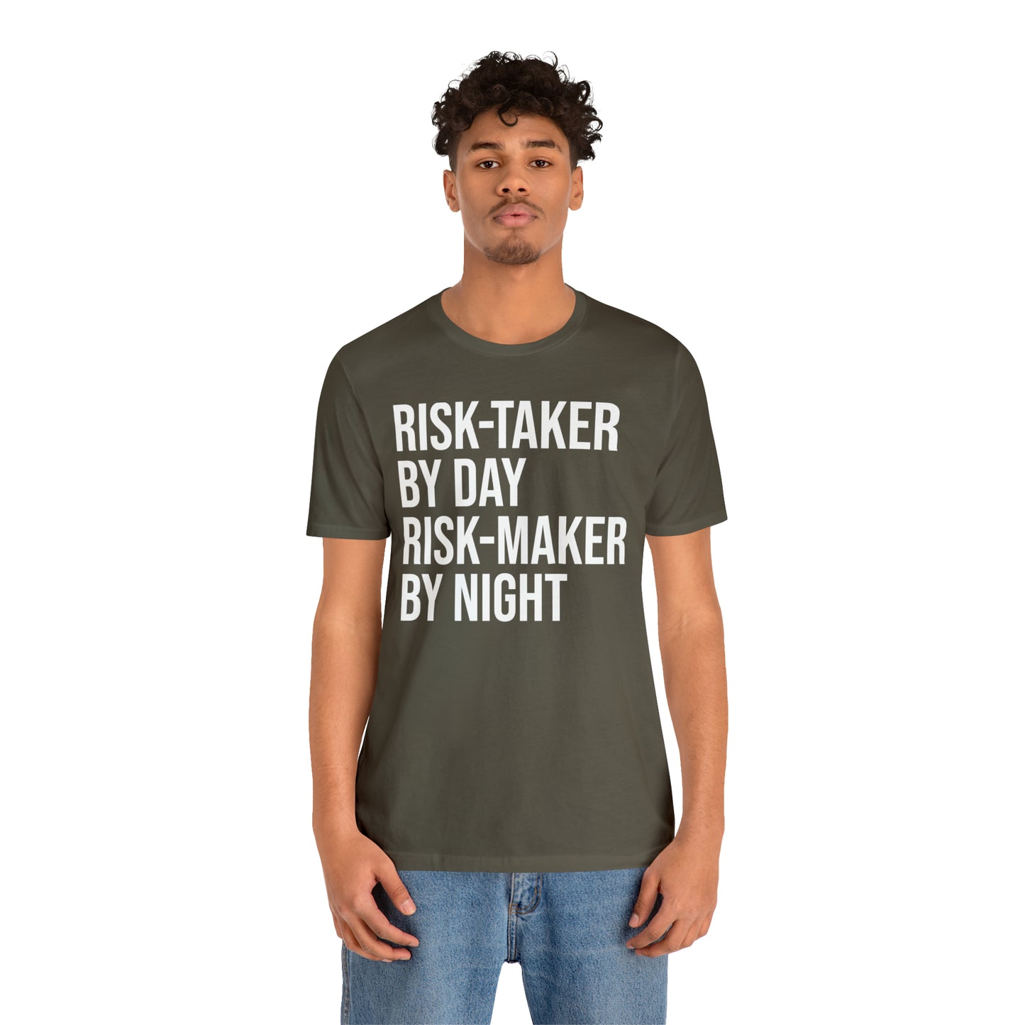 Risk Taker by Day Risk Maker by Night Shirt - T-Shirt - Cool Father’s Day Shirt - Funny Dad Shirt - Father Figure Shirt - Entrepreneur - Parenting - Mom - Mothers