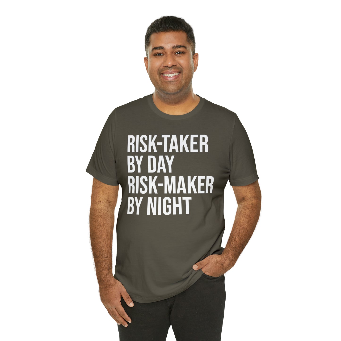 Risk Taker by Day Risk Maker by Night Shirt - T-Shirt - Cool Father’s Day Shirt - Funny Dad Shirt - Father Figure Shirt - Entrepreneur - Parenting - Mom - Mothers